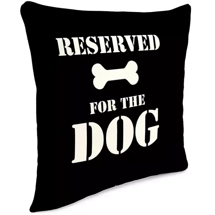 Kirklands Home Black Reserved for the Dog Outdoor Pillow New