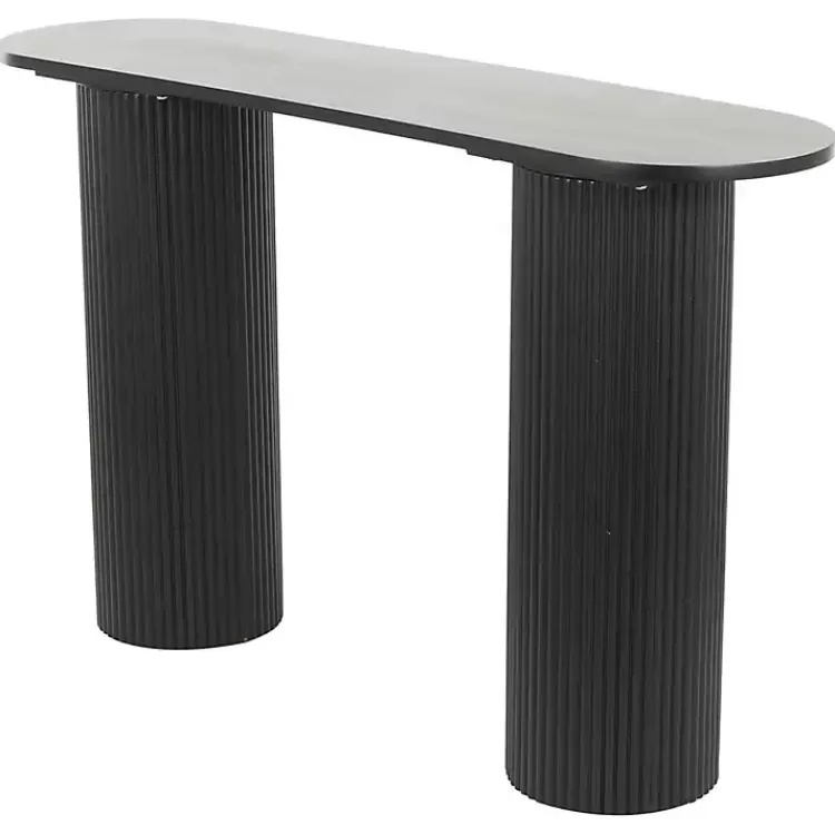 Kirklands Home Ribbed Pillars Console Table Black New