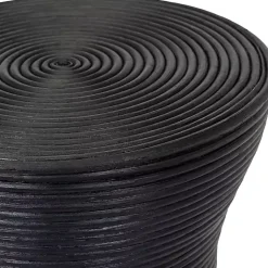 Kirklands Home Ribbed Rattan Round Accent Table Black Clearance