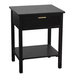 Kirklands Home Ribbed Wood Colleen Accent Table Black New