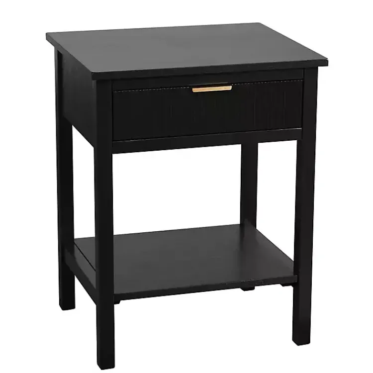 Kirklands Home Ribbed Wood Colleen Accent Table Black New
