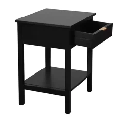 Kirklands Home Ribbed Wood Colleen Accent Table Black New