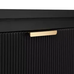 Kirklands Home Ribbed Wood Colleen Accent Table Black New