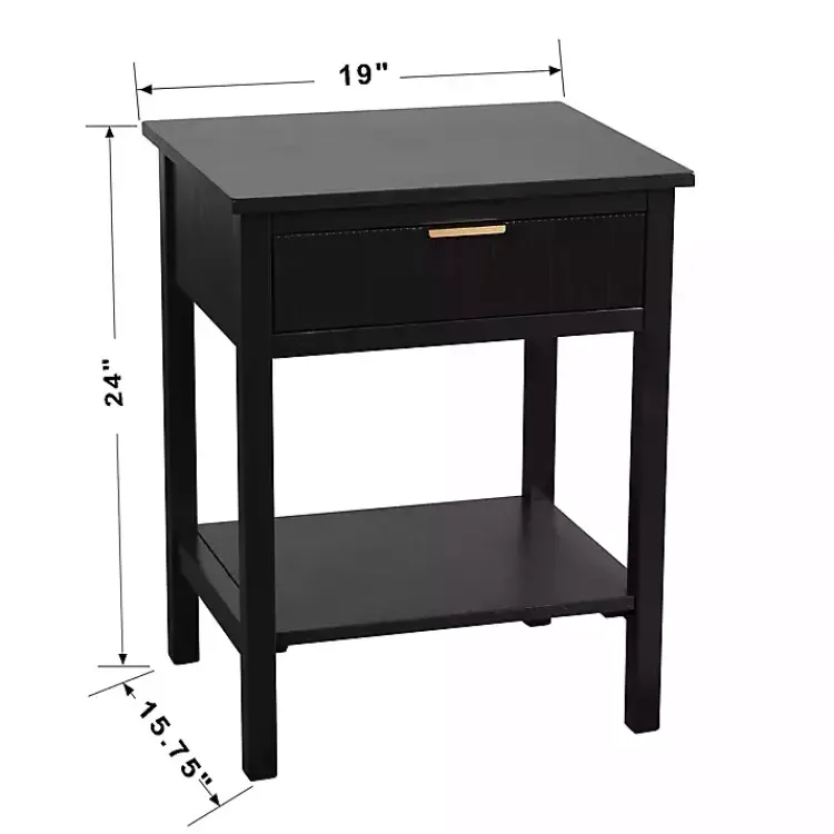Kirklands Home Ribbed Wood Colleen Accent Table Black New