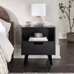 Kirklands Home Riviera Single Drawer Nightstand Black Sale