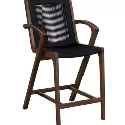 Kirklands Home Rope and Brown Wood Counter Stool Black Outlet