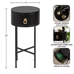 Kirklands Home Round Decklyn Accent Table Black