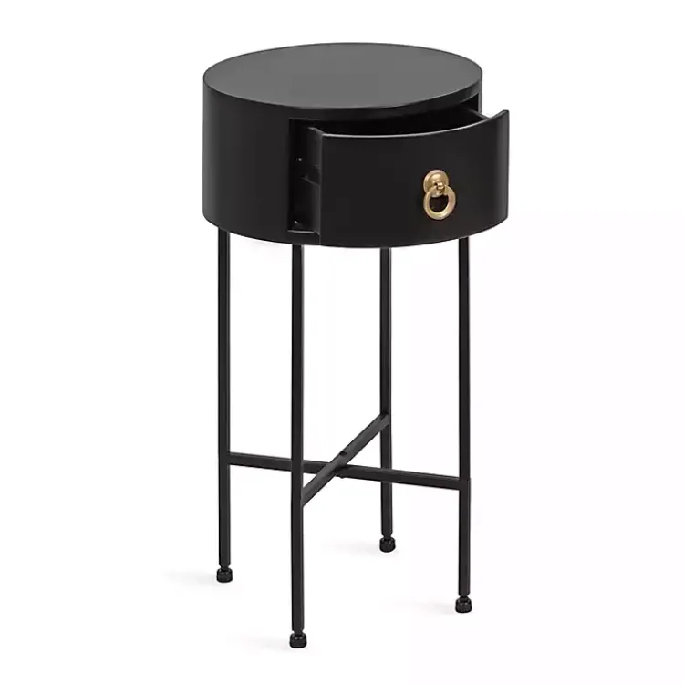 Kirklands Home Round Decklyn Accent Table Black