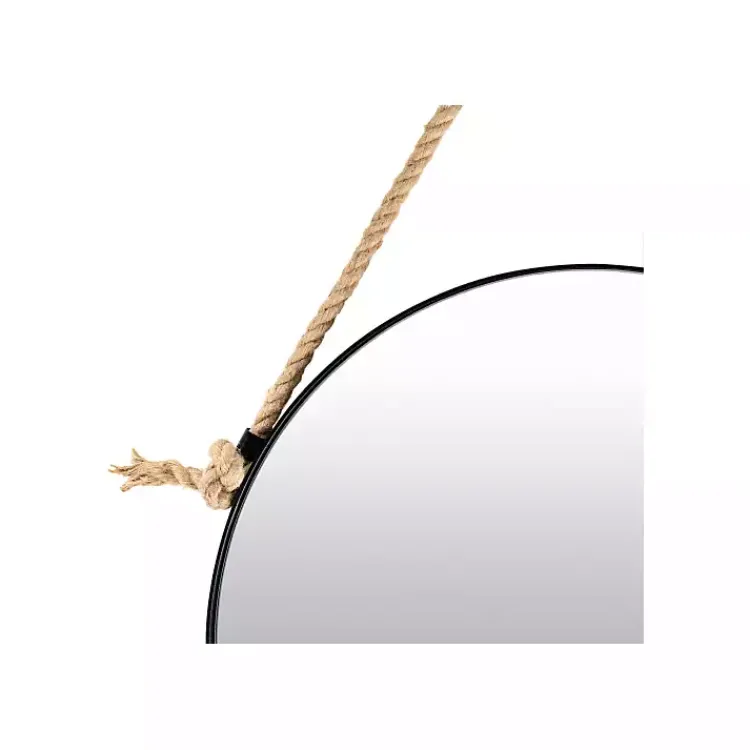Kirklands Home Black Round Framed Mirror with Rope Hot