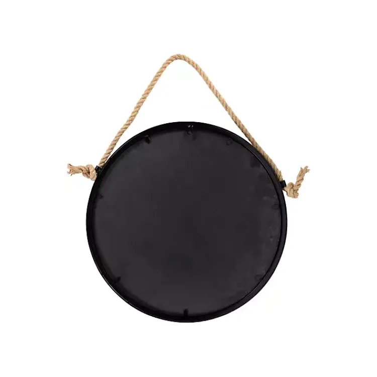 Kirklands Home Black Round Framed Mirror with Rope Hot