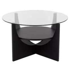 Kirklands Home Round Glass Coffee Table Black Clearance
