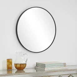 Kirklands Home Round Simple Frame Medium Wall Mirror Black Discount