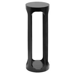 Kirklands Home Round Wood Devon Accent Table Black Discount