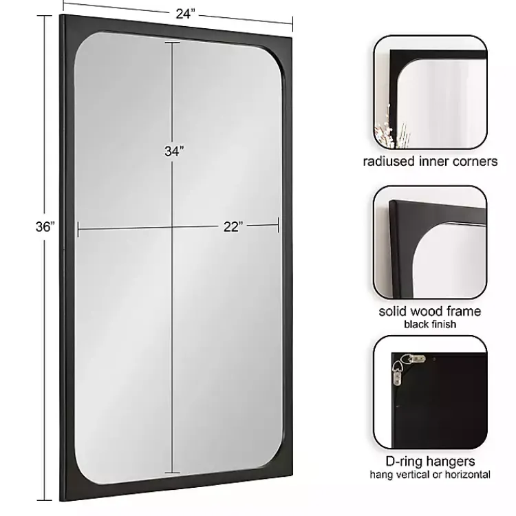 Kirklands Home Rounded Rectangle Wall Mirror Black