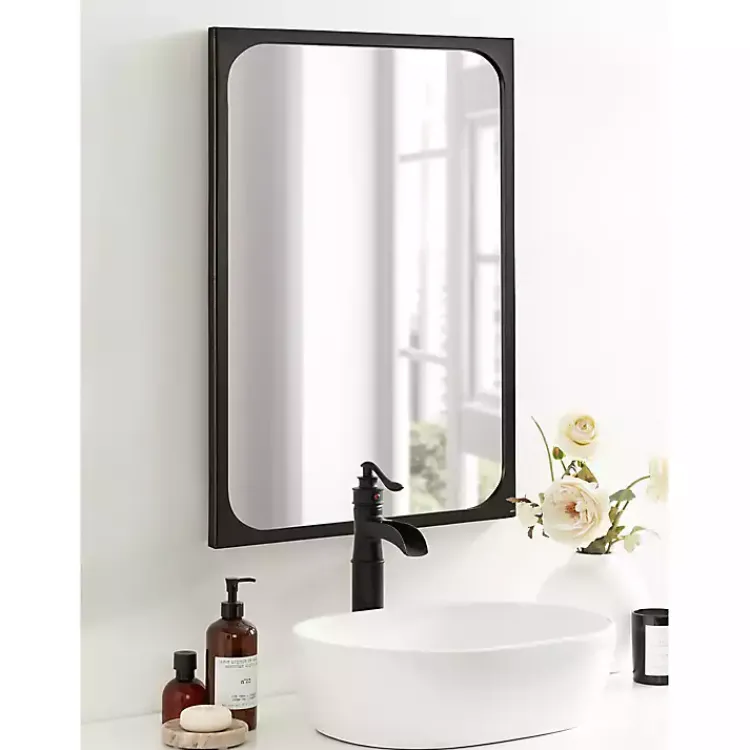 Kirklands Home Rounded Rectangle Wall Mirror Black