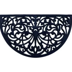 Kirklands Home Rubber Halfmoon Flower Doormat Black Discount