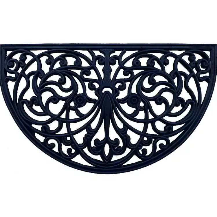 Kirklands Home Rubber Halfmoon Flower Doormat Black Discount