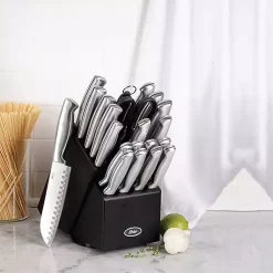 Kirklands Home Black Rubberwood Block Satin 22-pc. Cutlery Set New