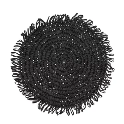 Kirklands Home Rustic Raffia Placemats, Set of 4 Black Discount