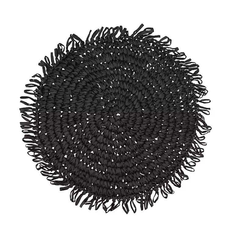 Kirklands Home Rustic Raffia Placemats, Set of 4 Black Discount