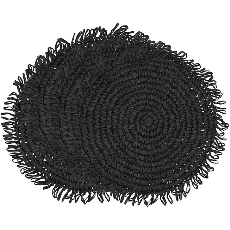 Kirklands Home Rustic Raffia Placemats, Set of 4 Black Discount