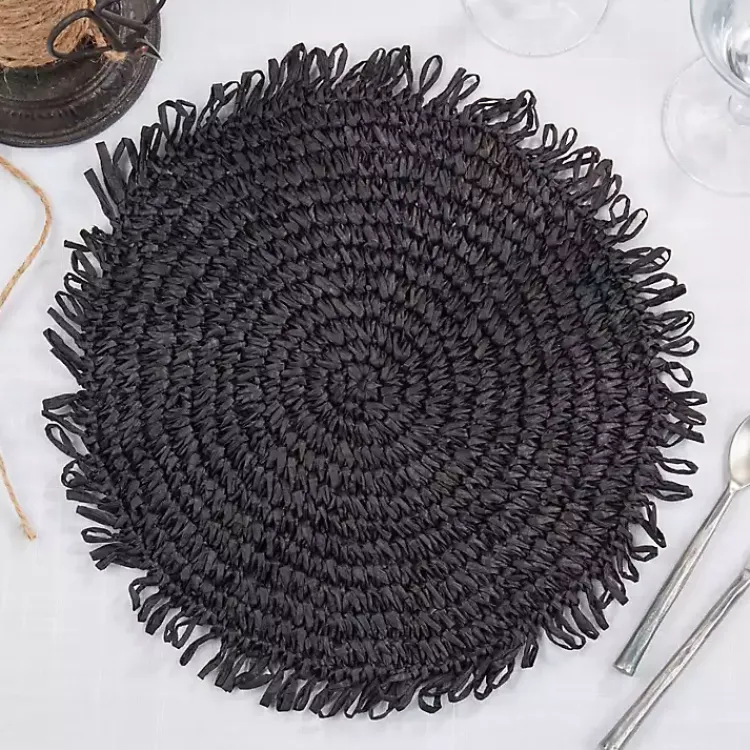 Kirklands Home Rustic Raffia Placemats, Set of 4 Black Discount