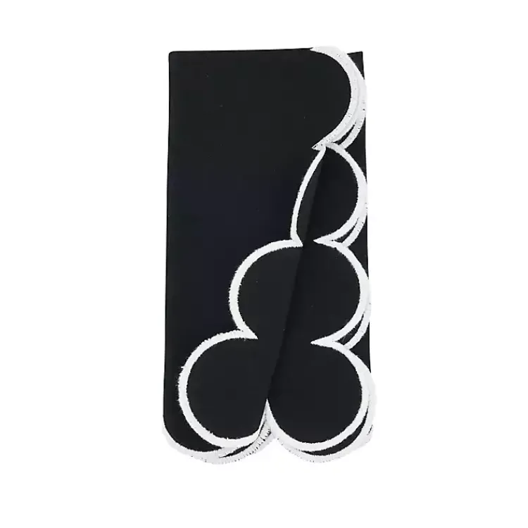Kirklands Home Scalloped Edge Napkins, Set of 4 Black Online