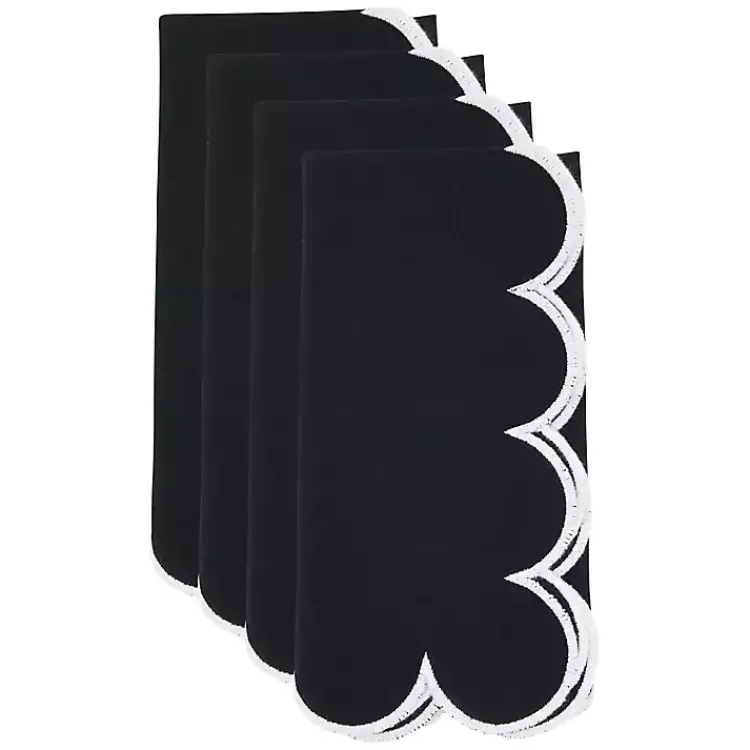 Kirklands Home Scalloped Edge Napkins, Set of 4 Black Online