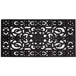 Kirklands Home Scroll Border Rubber Doormat, 41x17 in. Black Outlet
