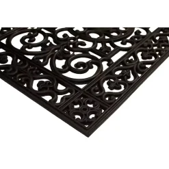 Kirklands Home Scroll Border Rubber Doormat, 36x24 Black Clearance