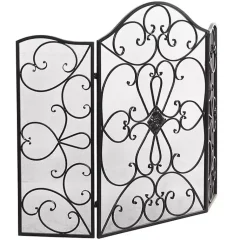 Fireplace Accessories>Kirklands Home Black Scroll Work Metal Fireplace Screen