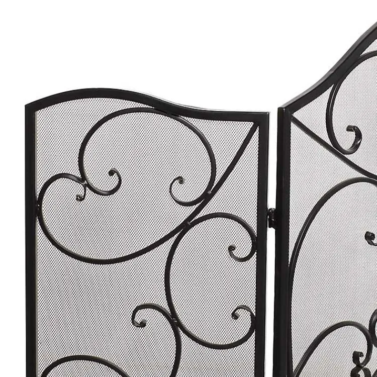 Fireplace Accessories>Kirklands Home Black Scroll Work Metal Fireplace Screen