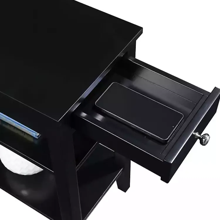 Kirklands Home 2-Shelf Charging Accent Table Black Best