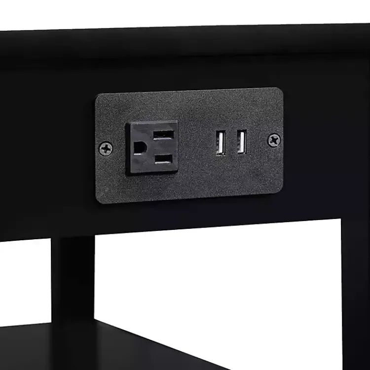 Kirklands Home 2-Shelf Charging Accent Table Black Best