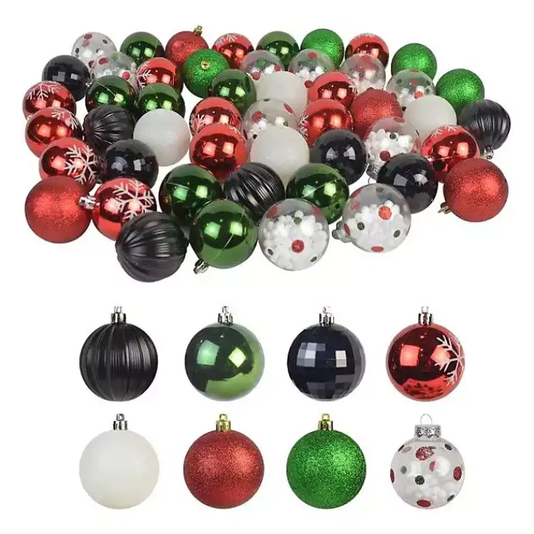 Christmas Ornaments>Kirklands Home Black Shiny Matte Frosted 40-pc. Ornament Set Red