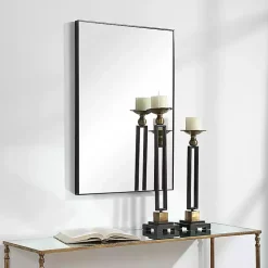 Kirklands Home Simple Frame Rectangle Wall Mirror Black Discount
