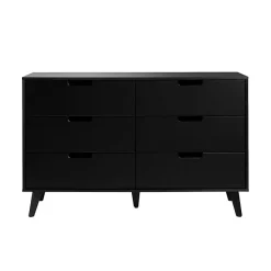 Kirklands Home Simple Grooved Handle 6-Drawer Dresser Black New