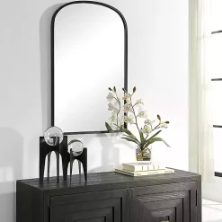 Kirklands Home Black Simple Round Top Wall Mirror Outlet