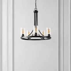 Kirklands Home Sloped Round Adjustable Chandelier Black Clearance