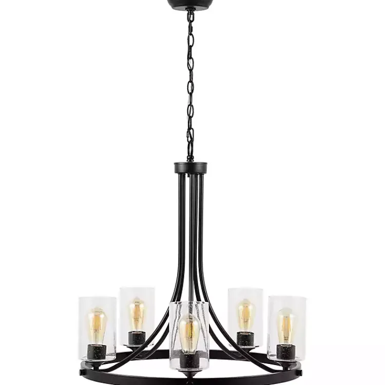 Kirklands Home Sloped Round Adjustable Chandelier Black Clearance