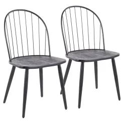 Kirklands Home Spindle High Back Dining Chairs, Set of 2 Black