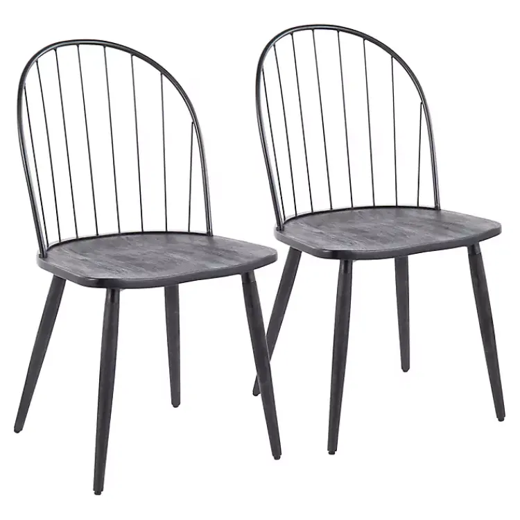 Kirklands Home Spindle High Back Dining Chairs, Set of 2 Black