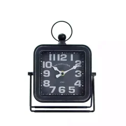 Decorative Accents>Kirklands Home Black Square Metal Tabletop Clock