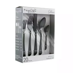 Kirklands Home Stainless Steel Gibbous 20-pc. Flatware Set Black Discount