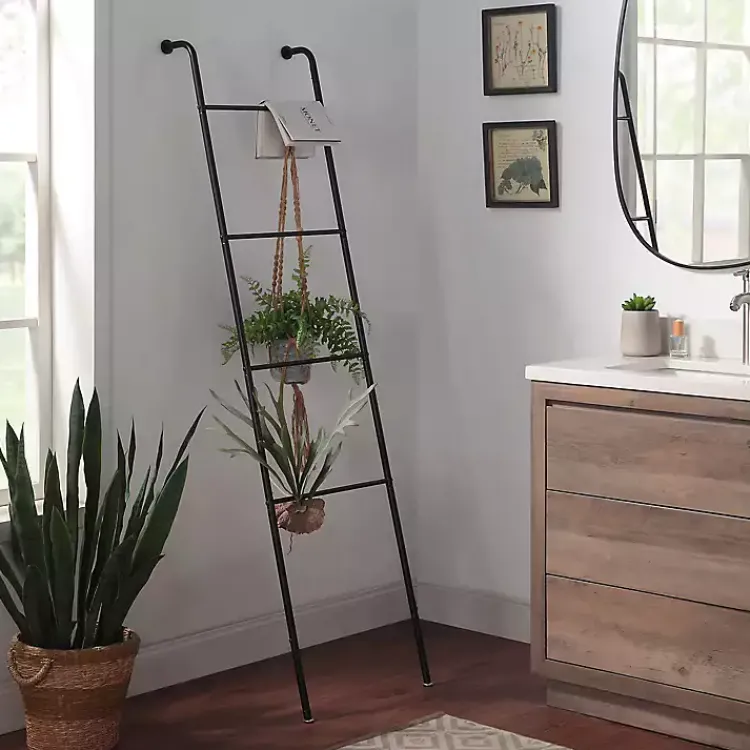 Kirklands Home Steel 4-Bar Leaning Towel Ladder Black Outlet