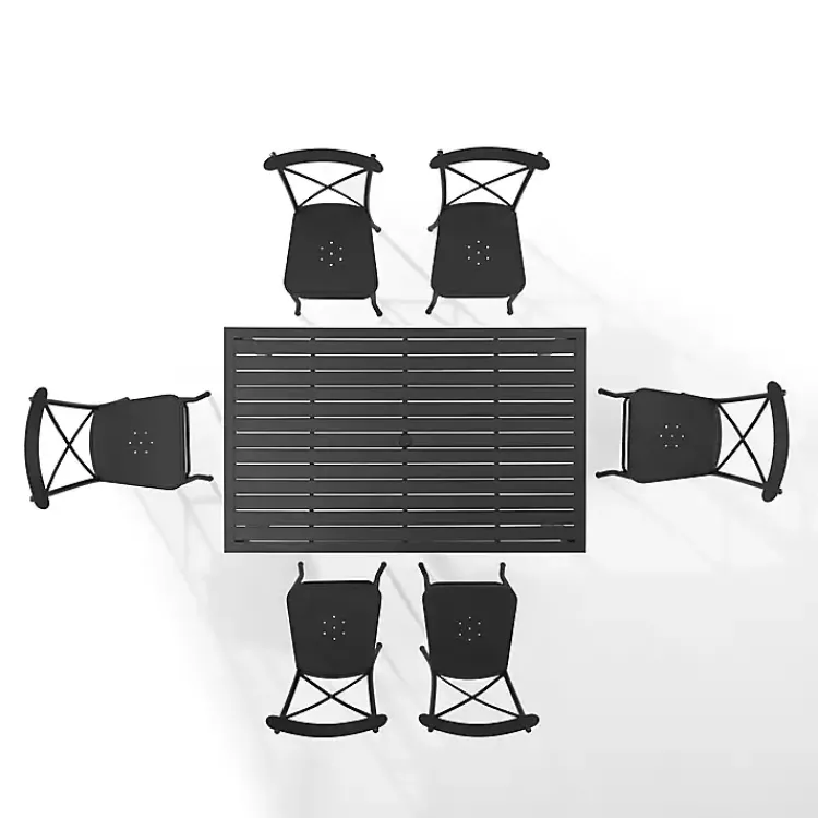 Kirklands Home Steel Farmhouse 7-pc. Outdoor Dining Set Black Clearance
