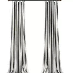 Kirklands Home Stripe Farmhouse Curtain Panel Set, 95 in. Black Clearance