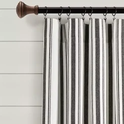 Kirklands Home Stripe Farmhouse Curtain Panel Set, 95 in. Black Clearance