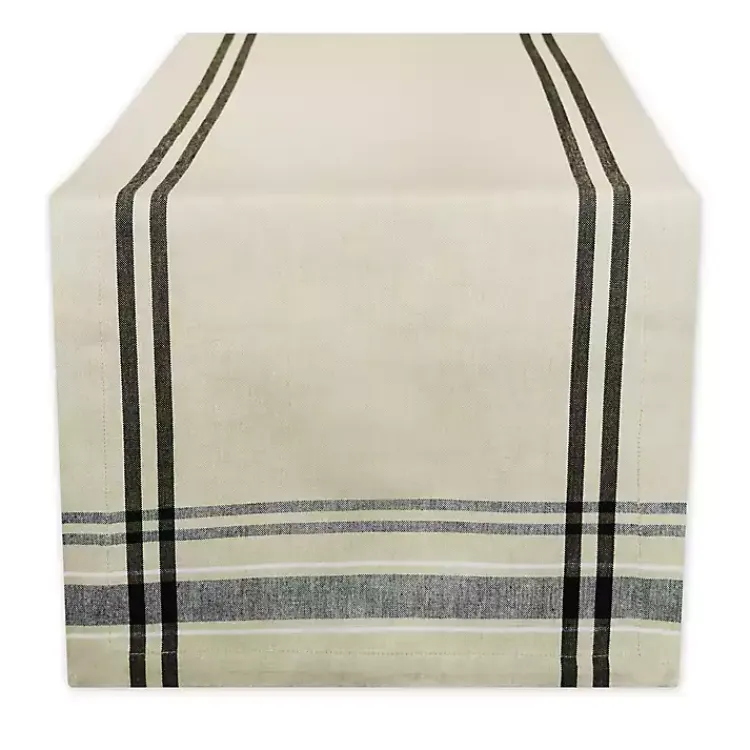 Kirklands Home Stripe French Table Runner Black Hot