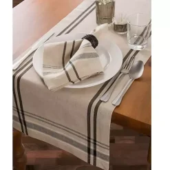 Kirklands Home Stripe French Table Runner Black Hot